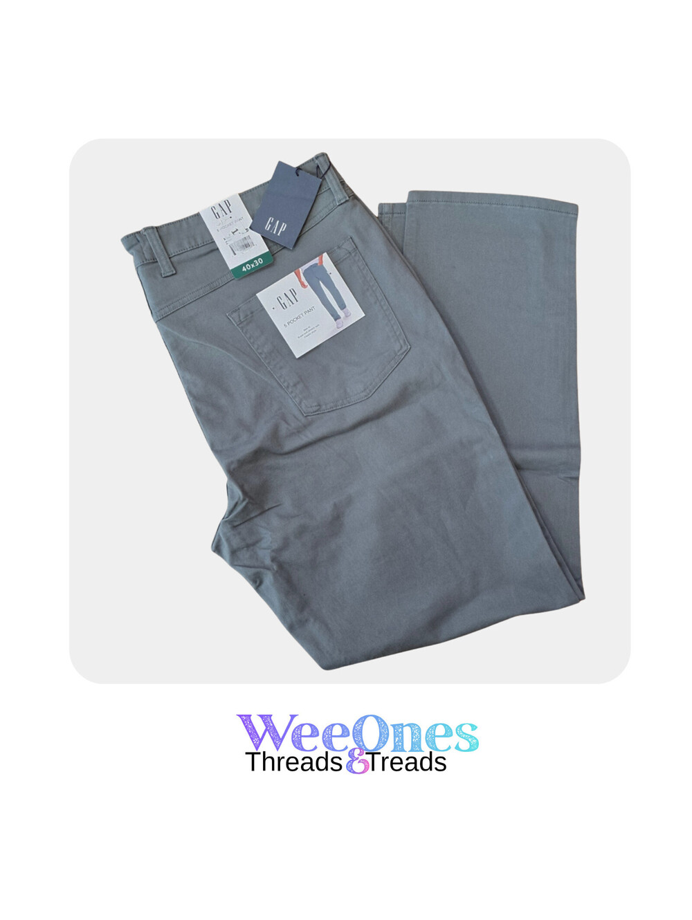 Men's Gap 5 Pocket Soft Stretch Twill Classic Slim Pants Gray 40x30 NWT 79.95